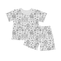 Farvelægnings shortssæt pyjamas - Prinsessedrømme